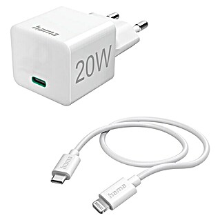 Hama Schnellladegerät USB mit Ladekabel Lightning (Weiß, USB-C-Buchse, 20 W)
