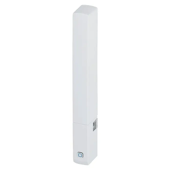 Homematic IP Fenster- & Türsensor HmIP-SWDO-PL-2 - Weiß, Batteriebetrieben, 16 x 147 x 20 mm - Eine Nahaufnahme eines schlanken, weißen Spenders mit einer rechteckigen Form, der sich ideal für moderne Badezimmer eignet.\n