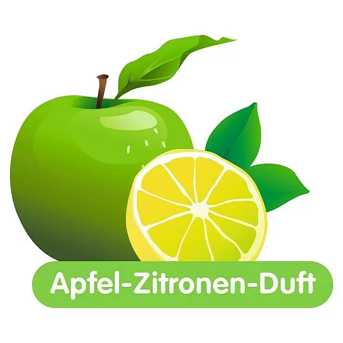 Abfluss-Fee Verschlussstopfen mit LED - Mit Duftstein, Waschbecken - Grüner Apfel und gelbe Zitronenscheibe, die einen Apfel-Zitronen-Duft andeuten.