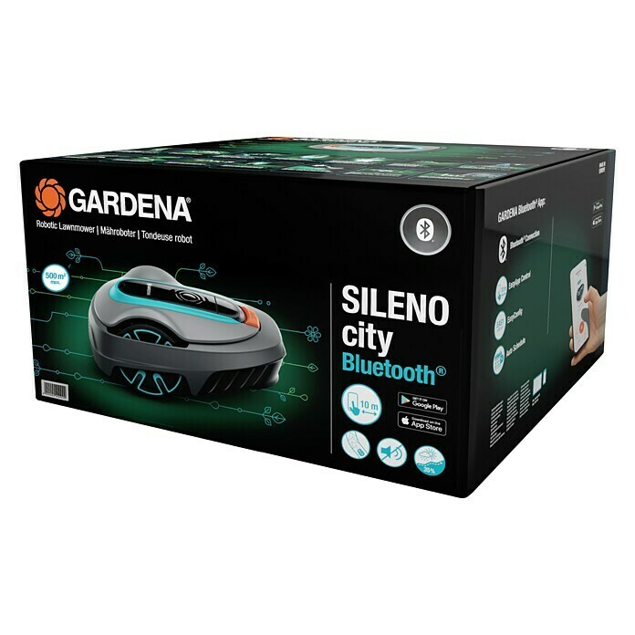 Gardena Robot cortacésped Sileno City 250 (Tensión de la batería: 20 V, Iones de litio, 2,1 Ah, 1 batería, Recomendación máxima de superficie: 250 m²)