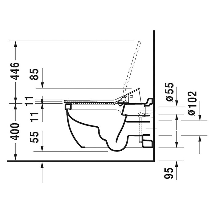 Duravit Starck 3 Wand-WC (Ohne WC-Sitz, Tiefspüler, Weiß)