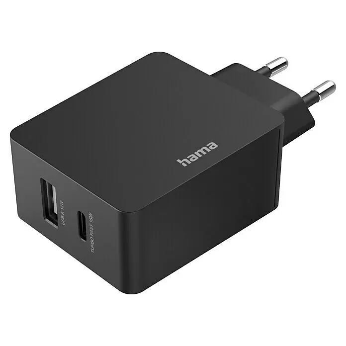 Hama USB-Kabel USB-A, USB-C - Schwarz, USB A-Stecker - Diagonale Ansicht