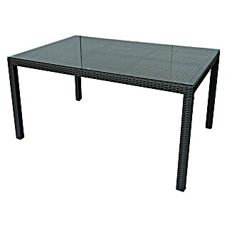 Sunfun Mesa de jardín Neila (L x An x Al: 150 x 100 x 75 cm, Aluminio/Ratán sintético, Gris plata)