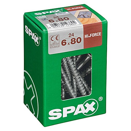 Spax HI FORCE Tellerkopfschraube HI.FORCE (Ø x L: 6 x 80 mm, WIROX Oberfläche, T-Star plus, 24 Stk.)