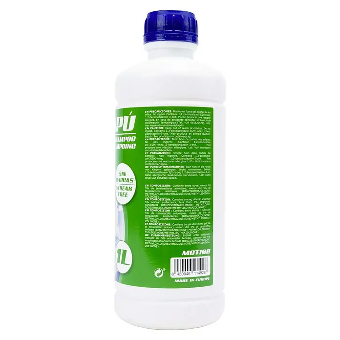 Detergente para automóvil - 1 l - El bote de champú PÚ Streak Free, fabricado en Europa, promete una limpieza sin marcas gracias a su fórmula especial.