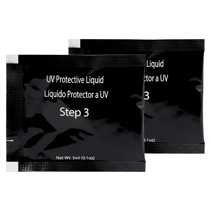 Juego de reparación de faros - 9 pzs. - Embalaje negro de líquido protector UV, paso 3, con 3 ml de contenido.
