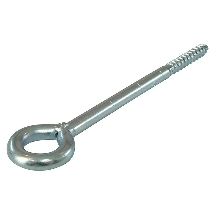 Suki Hembrilla andamio - Ø x L: 7,8 x 80 mm - Primer plano de un cáncamo galvanizado con rosca, ideal para una sujeción segura.