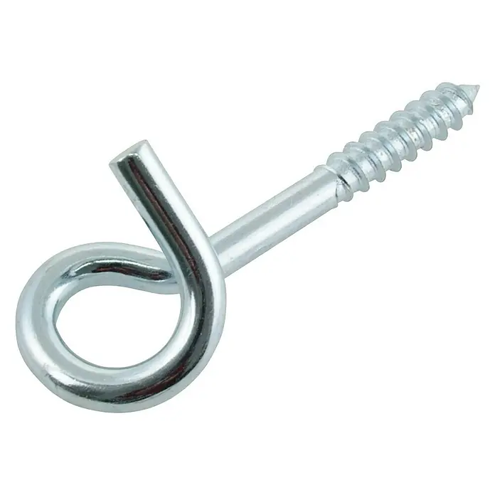 Suki Hembrilla abierta - Ø x L: 7,8 x 100 mm, 1 ud., Zincado - Primer plano de un gancho de rosca cincado, ideal para colgar artículos ligeros.