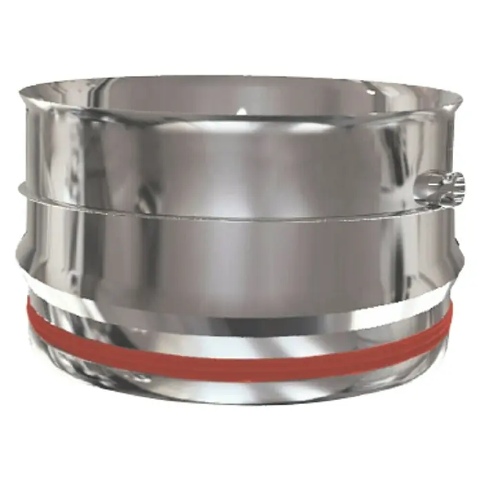 Practic Tubo para estufa tramo recoge condensandos pared simple - Diámetro: 175 mm, Inox - Conector de tubo de acero inoxidable brillante con anillo de sellado rojo, ideal para conexiones seguras en fontanería.