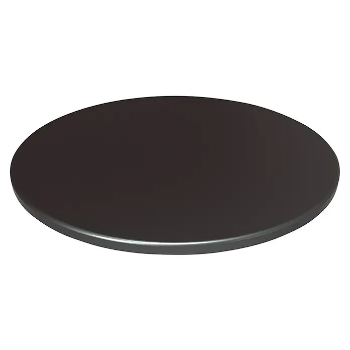 LotusGrill Pizzastein - Durchmesser: 29,1 cm, Passend für: Lotusgrill Holzkohlegrill XL - Nahaufnahme einer schwarzen, kreisförmigen Scheibe. Das Produkt ist glatt und hat eine leicht reflektierende Oberfläche, ideal für vielfältige Anwendungen.