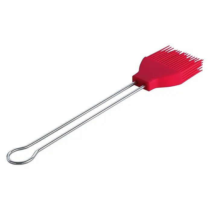 LotusGrill Grillbesteck - Silikon, Feuerrot - Roter Silikon-Backpinsel mit Edelstahlgriff zum gleichmäßigen Auftragen von Marinaden und Glasuren.