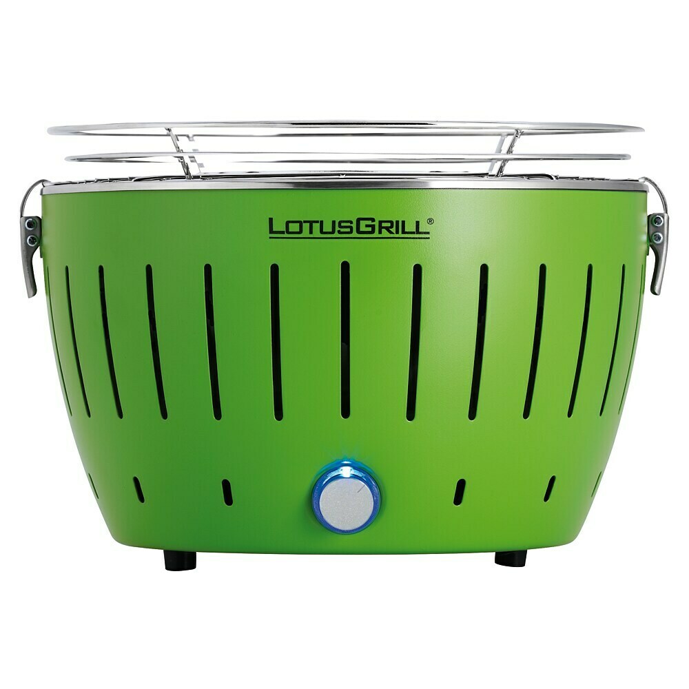 LotusGrill Klein Compact de rookarme houtskool/tafelgrill in Voeding via USB-poort of powerbank. Geschikt voor campers, wandelaars en op de boot (antraciet grijs