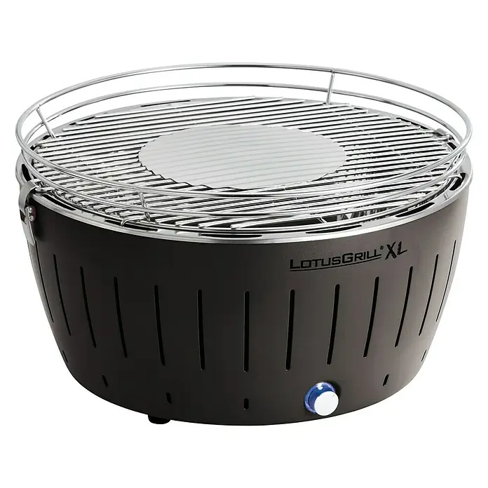 LotusGrill Holzkohlegrill XL - Durchmesser Grillfläche: 43 cm, Anthrazit - LotusGrill XL in Schwarz mit Grillrost. Der raucharme Holzkohlegrill für drinnen und draussen sorgt für ein schnelles Grillvergnügen.