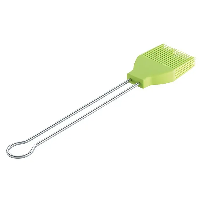 LotusGrill Grillbesteck - Silikon, Limettengrün - Silikon-Backpinsel mit grünem Kopf und Edelstahlgriff für einfaches Verteilen von Marinaden und Glasuren in der Küche.