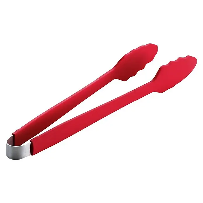 LotusGrill Pinzas para barbacoa - Largo: 33 cm, Silicón, Rojo fuego - Pinzas de cocina rojas con puntas de silicona y mango metálico para un agarre seguro y una manipulación precisa de alimentos.