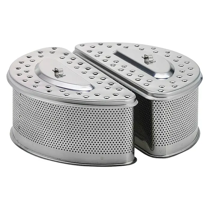 LotusGrill Edelstahlkohlebehälter XXL - Edelstahl, Passend für: Lotusgrill Holzkohlegrill XXL - Zwei perforierte, halbrunde Sterilisationskassetten aus Edelstahl, ideal für die medizinische Aufbereitung von Instrumenten.