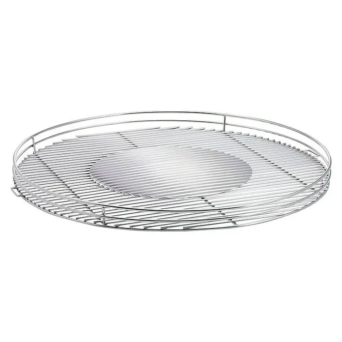 LotusGrill Ersatz-Grillrost - Edelstahl, Passend für: Lotusgrill Holzkohlegrill XXL - Ein runder Grillrost aus Metall mit einer runden Metallplatte in der Mitte, ideal zum Grillen von Gemüse oder kleinen Speisen.