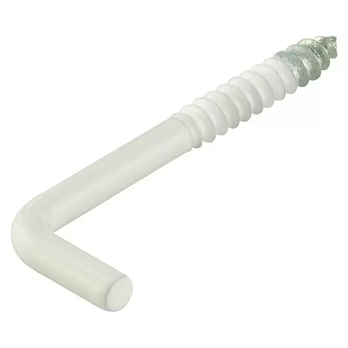 Suki Hembrilla abierta - Ø x L: 3,8 x 50 mm, 1 ud., Zincado - Gancho en J de plástico blanco con rosca metálica.