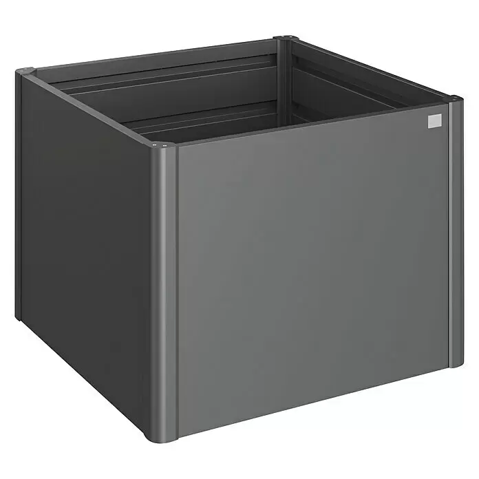 Biohort Hochbeet - 102 x 102 x 77 cm, Stahl, Quarzgrau - Quadratisches, dunkelgraues Hochbeet aus Metall zum Anbau von Pflanzen.