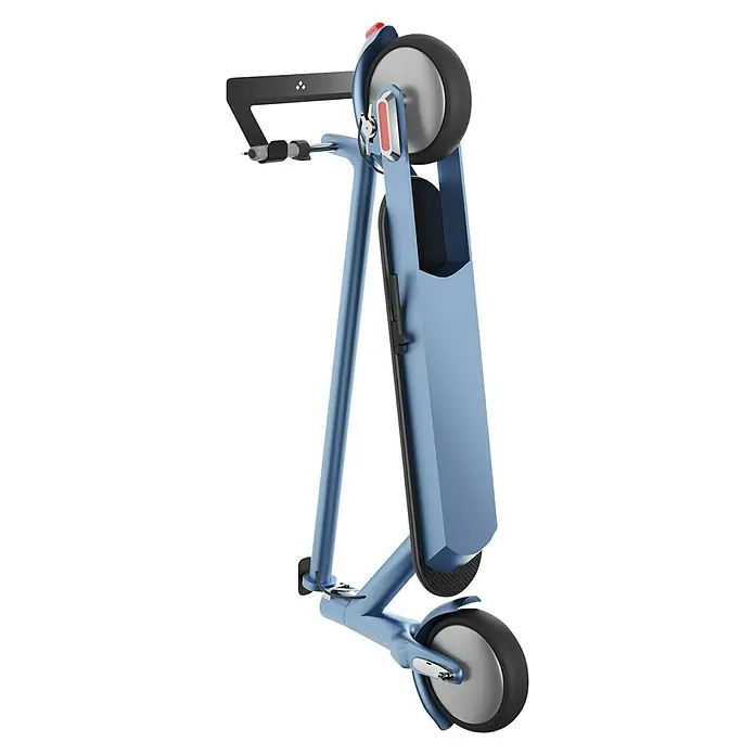 Rei Wandträger - Geeignet für: E-Scooter, L x B x H: 100 x 320 x 130 mm - Zusammengeklappter E-Scooter in Blau, ideal für den einfachen Transport und die platzsparende Aufbewahrung im Alltag.