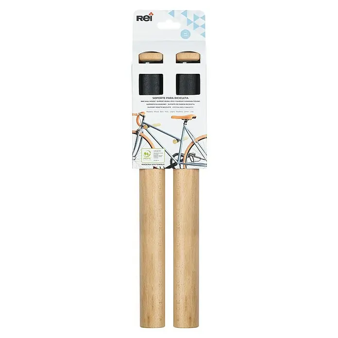 Rei Aparcamiento de bicicletas - L x An x Al: 390 x 380 x 380 mm, Madera - Soporte de pared para bicicleta Rei. El soporte es de madera y es adecuado para el montaje en pared para ahorrar espacio al guardar bicicletas.