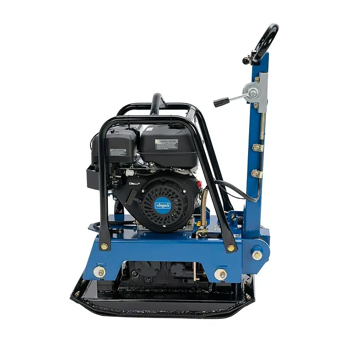 Scheppach Rüttelplatte HP 3000 S - 6,6 kW, Verdichtungsdruck: 30,5 kN - Scheppach Vibrationsplatte mit blauem Rahmen, ideal für Verdichtungsarbeiten auf Baustellen und im Garten- und Landschaftsbau.