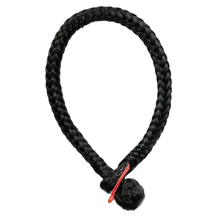 Robline Softschäkel - 6 mm, Schwarz - Schwarze, geflochtene Bootsleine mit Kugel und roter Markierung. Ideal für Wassersport und sicheres Festmachen des Bootes am Steg.