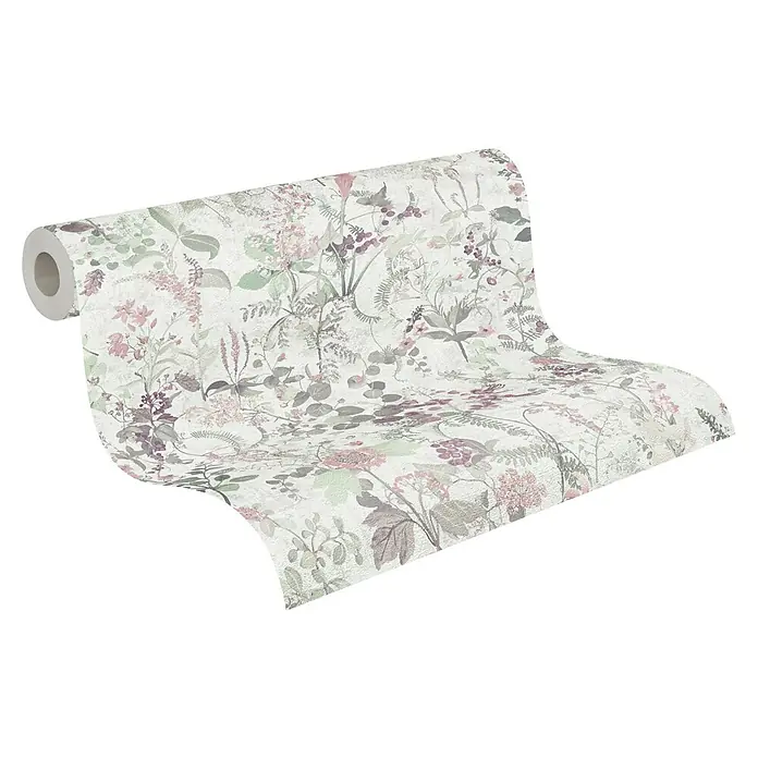 A.S. Création Vliestapete Blüten - Pastell, Floral, 10,05 x 0,53 m - Rolle mit floral gemusterter Tapete in sanften Farben, die eine elegante und ruhige Atmosphäre ausstrahlt. Perfekt für stilvolle Wandgestaltung.