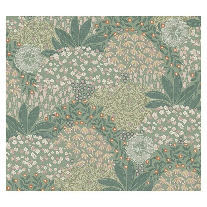 A.S. Création Vliestapete Blüten (Grün-Rosé, Floral, 10,05 x 0,53 m)