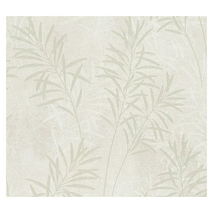 A.S. Création Vliestapete Farn - Creme-Beige, Floral, 10,05 x 0,53 m - Cremefarbene Tapete mit filigranem Blattmuster, das eine beruhigende und natürliche Atmosphäre in jeden Raum bringt.