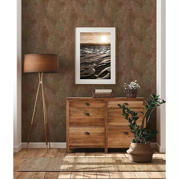A.S. Création Vliestapete Farn - Braun-Gold, Floral, 10,05 x 0,53 m - Stimmungsaufnahme