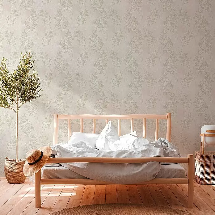 A.S. Création Vliestapete Farn - Creme-Beige, Floral, 10,05 x 0,53 m - Stimmungsaufnahme