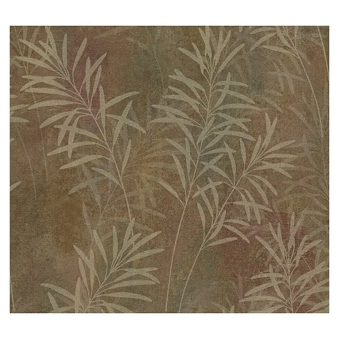 A.S. Création Vliestapete Farn - Braun-Gold, Floral, 10,05 x 0,53 m - Ein Bild von stilvollen Tapeten mit zarten Blattmotiven in sanften Erdtönen, die eine elegante und beruhigende Atmosphäre schaffen.