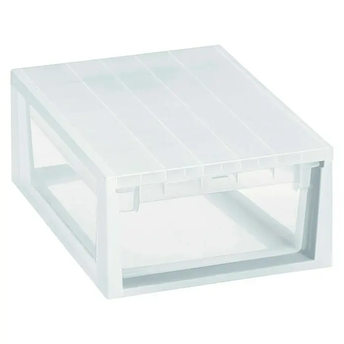 Terry Caja de almacenaje Light Drawer M - L x An x Al: 39 x 29,6 x 16 cm, 12 l - Imagen de una caja de almacenamiento de plástico blanca con un cajón, ideal para organizar objetos.
