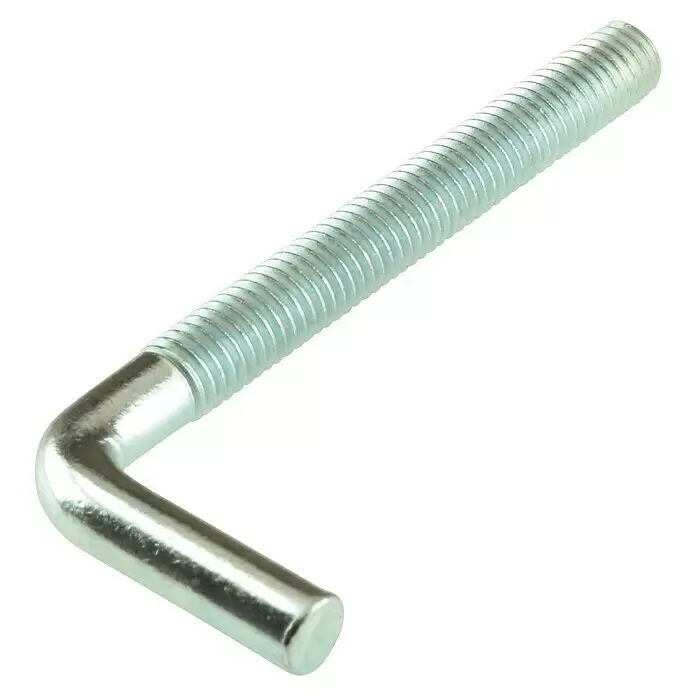 Suki Alcayata - Ø x L: 6 x 60 mm, Acero, Zincado - Perno en L de metal plateado con un brazo largo roscado y un brazo corto liso.