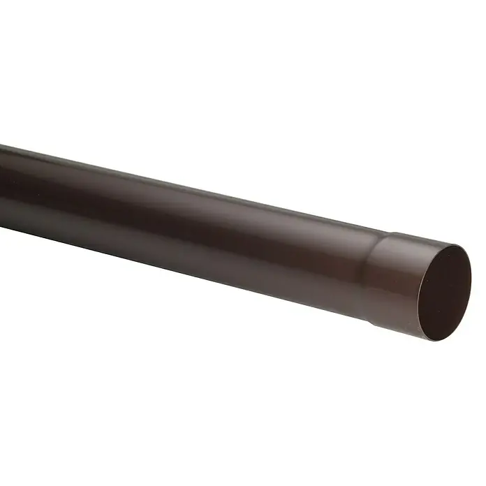 FunkeGruppe Fallrohr - Nennweite: 100 mm, Länge: 100 cm, Kunststoff, Braun - Braunes PVC-Rohr, ideal für Abwasserleitungen oder Kabelschutz, präsentiert auf schwarzem Hintergrund.
