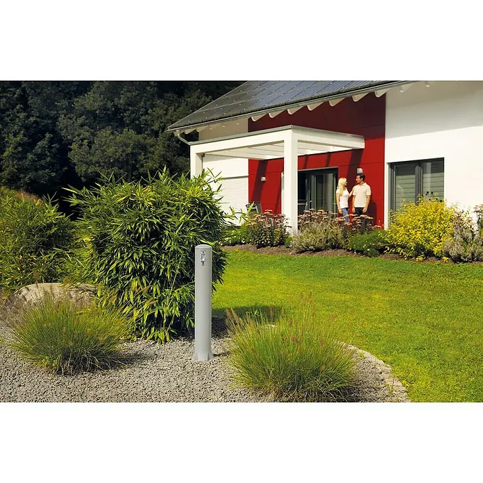 Garantia Wasserzapfstelle Rondo - Sandstein, Höhe: 90 cm - Außenwasserhahn-Säule aus Edelstahl im Garten. Ideal für die Gartenbewässerung. Ein Hingucker für jeden Garten.