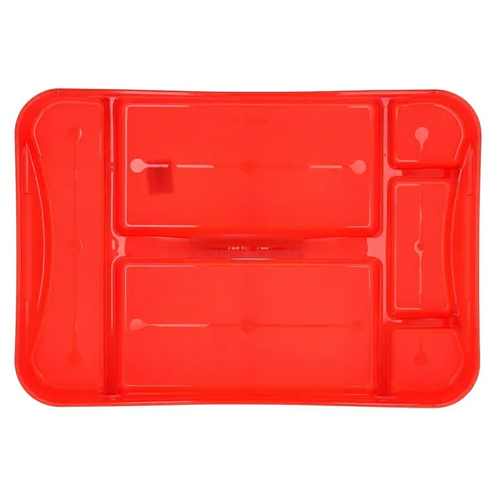 Regalux Clear Box Einsatz - Passend für: Regalux Clear Box M/XL, Anzahl Fächer: 6 Stk. - Rote, unterteilte Lunchbox mit mehreren Fächern zur Aufbewahrung verschiedener Lebensmittel. Ideal für Schule, Arbeit oder Picknick.