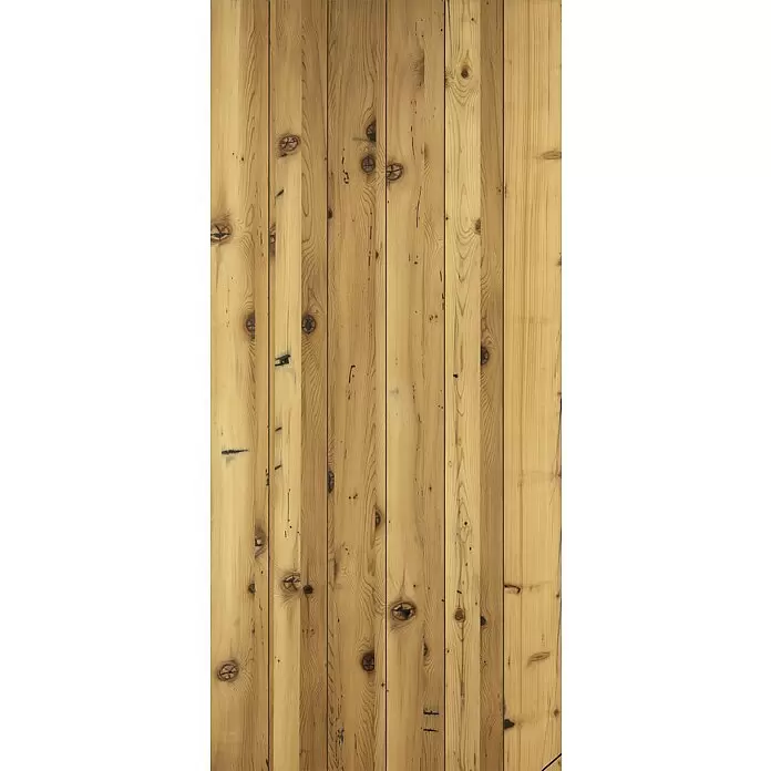 Radex Holzschiebetür Modern Rustic - 95 x 210 cm, Kiefer, Fichte Alt - Helle Holzpaneele mit natürlicher Maserung und markanten Ästen, ideal für Wand- oder Bodenbeläge.