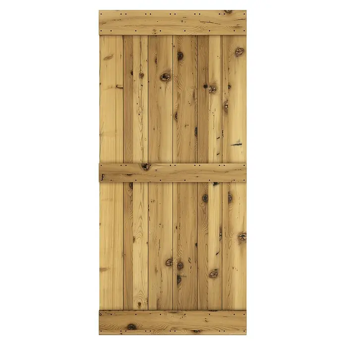 Radex Holzschiebetür Modern Rustic - 95 x 210 cm, Kiefer, Fichte Alt - Rustikale Holztür mit Brettern und Querstreben. Die natürliche Holzmaserung und die Nägel verleihen der Tür einen authentischen Charme.