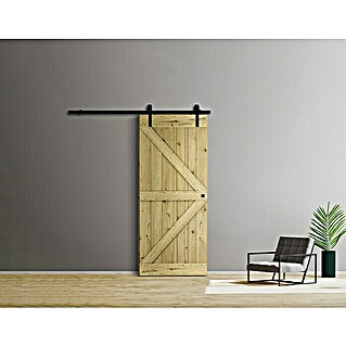 Radex Holzschiebetür Modern Rustic (95 x 210 cm, Kiefer, Farbe: Eiche Rustic, Motiv: K)