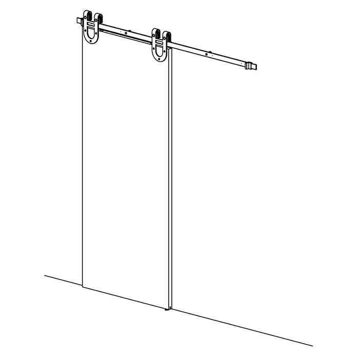 Radex Holzschiebetür-Beschlag Temida - 2.000 mm, Traglast: 100 kg - Schwarzer Hintergrund.