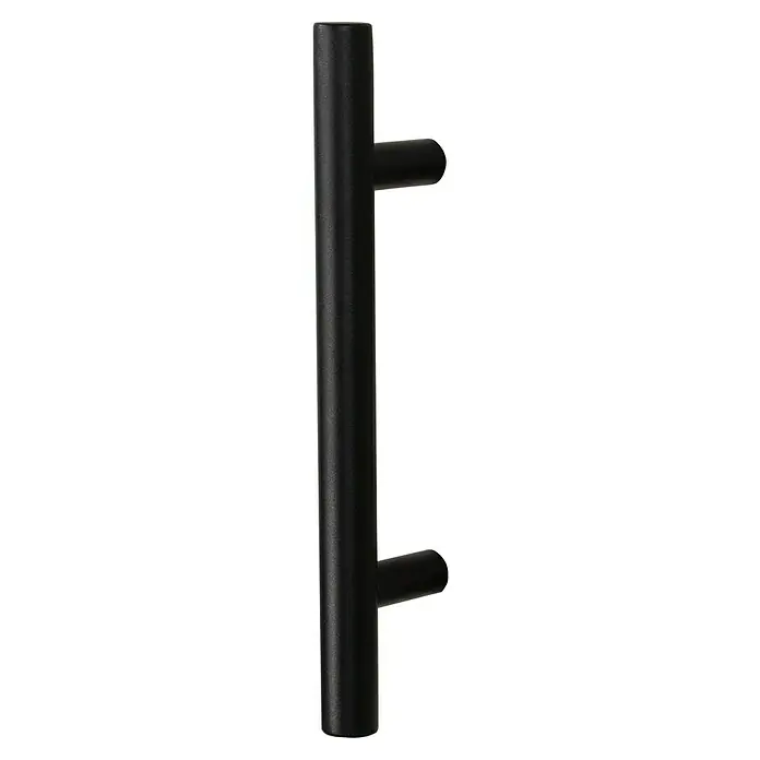 Radex Griffstange - 64 x 100 mm, Durchmesser: 12 mm, Schwarz matt - Schwarzer Heizkörperhandtuchhalter mit zwei horizontalen Haltestangen für Badezimmer.