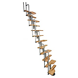 Minka Raumspartreppe Twister (Breite: 60 cm, Silber, Anzahl Steigungen: 13, Farbe Stufen: Buche Natur, Geschosshöhe: 200 cm - 294 cm)