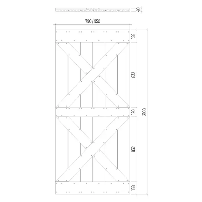 Radex Holzschiebetür Modern Rustic - 95 x 210 cm, Kiefer, Eiche Bronze - Schwarzes Produktbild, minimalistisch und elegant, betont die schlichte Form und das tiefe Schwarz für einen edlen Look.