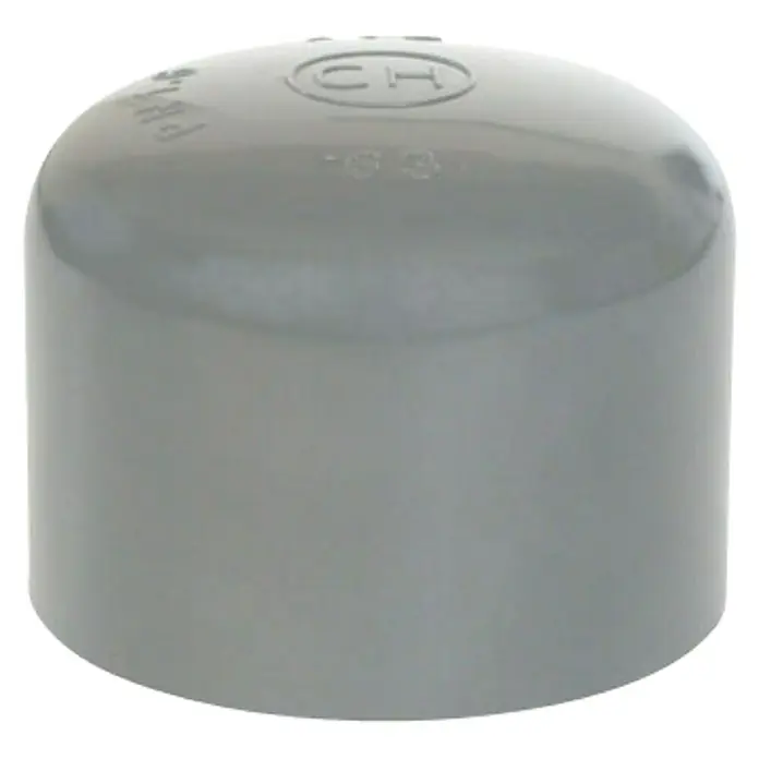 Tapón PVC presión - 50 mm - Tapón de extremo de tubo de PVC gris con el logotipo "CH". Protege las tuberías de daños y contaminación.