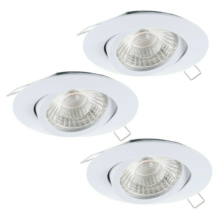 Eglo Set de focos LED empotrables Tedo 1 Blanco (3 × 5 W, Color de luz: Blanco cálido, 80 mm, Color: Blanco)