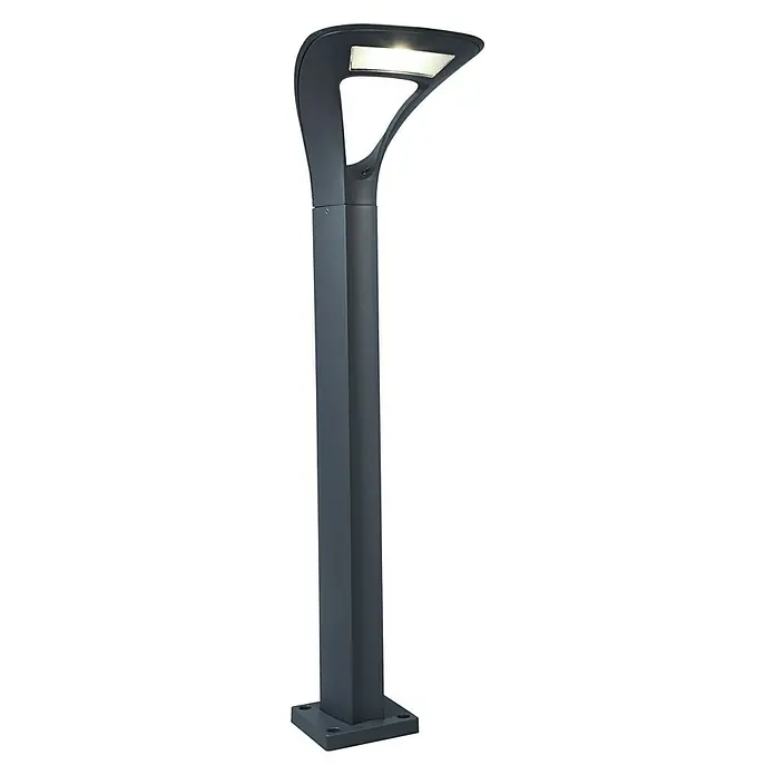 Lutec Sobremuro exterior Anda - 18 W, Blanco neutro, 26,4 x 26,4 x 80 cm, Con bombillas - Elegante farola de exterior antracita con un diseño moderno y curvo e iluminación LED integrada, perfecta para jardines o entradas.
