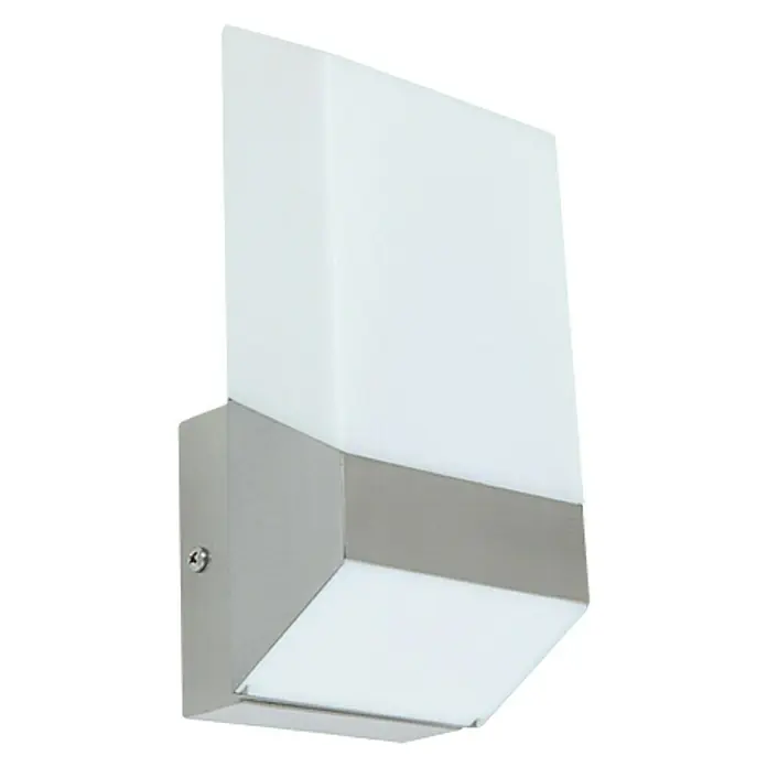 Lutec Aplique exterior LED Flat - 8 W, 7,9 x 10 x 20,7 cm, Gris plata, IP44 - Lámpara de pared con pantalla rectangular blanca y base plateada. Diseño sencillo y moderno.