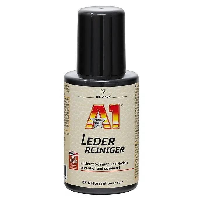 Dr. Wack Lederreiniger A1 2515 - 250 ml - Produktfoto von "A1 Leder Reiniger" von Dr. Wack. Es ist ein Premium-Lederreiniger, um Schmutz und Flecken porentief und schonend zu entfernen.